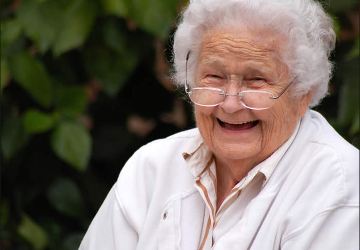 smiling senior woman wearing glasses